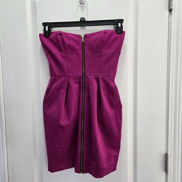 Cynthia Steffe Strapless Dress With Front Zipper Pleated Waist Size 2  Fuchsia - Picture 3 of 12